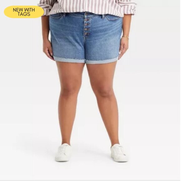 🔥 NWT Ava & Viv Mid Rise Jean Shorts size 20W 4" Inseam - Picture 1 of 11